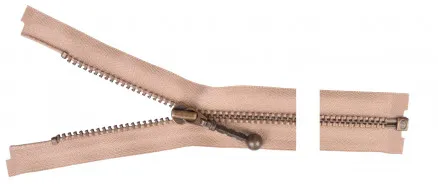 YKK Delbar Glidelås Antikk Messing 65cm 4mm Beige